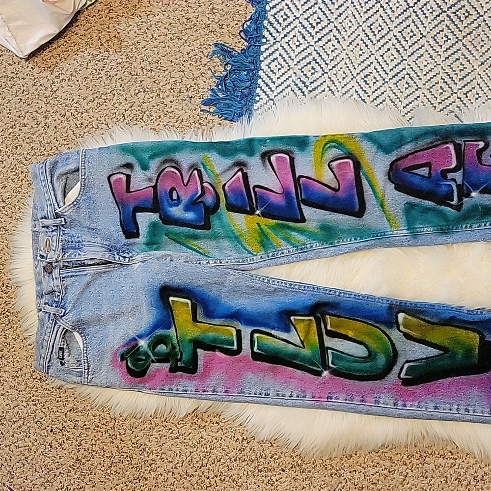 Distressed Airbrushed Lee Jean's